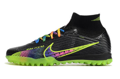 Unisex Nike Air Zoom Mercurial Superfly 9 Elite TF Artificial Turf High-Tops Football Shoes - Black/Green/Pink