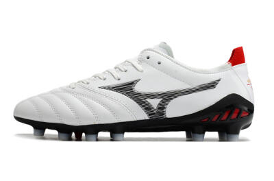 Men's Mizuno Morelia Neo 3 Made in Japan FG Firm Ground Low-Tops Football Boots - White/Black/Red