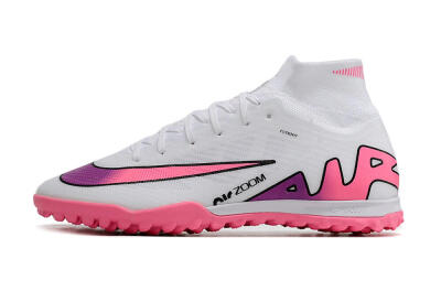 Unisex Nike Mercurial Superfly 9 Elite TF Artificial Turf High-Tops Football Shoes - White/Pink