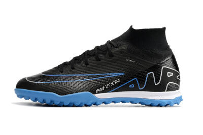 Unisex Nike Mercurial Superfly 9 Elite TF Artificial Turf High-Tops Football Shoes - Black/Blue