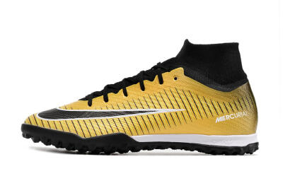 Unisex Nike Mercurial Superfly 9 Elite TF Artificial Turf High-Tops Football Shoes - Gold/Black/Silver