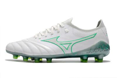 Men's Mizuno Morelia Neo 3 Japan FG Firm Ground Low-Tops Football Boots - White/Green