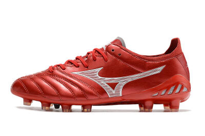 Men's Mizuno Morelia Neo 3 Japan FG Firm Ground Low-Tops Football Boots - Red/White