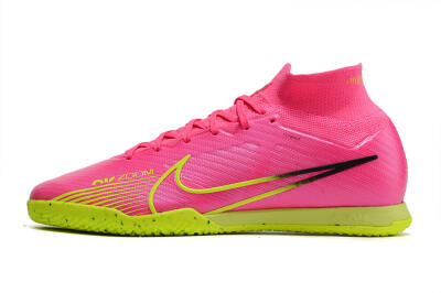 Men's Nike Air Zoom Mercurial Superfly 9 Elite IC Indoor & Futsal High-Tops Football Shoes - Pink/Green/Black