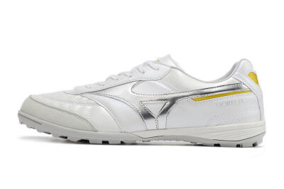 Men's Mizuno Morelia Sala Japan TF Artificial Turf Low-Tops Football Shoes - White/Silver/Yellow
