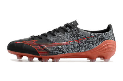 Men's Mizuno Morelia Alpha an FG Firm Ground Low-Tops Football Boots - Black/Red