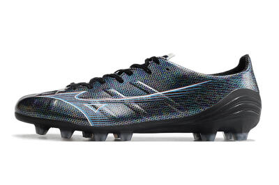 Men's Mizuno Morelia Alpha an FG Firm Ground Low-Tops Football Boots - Black/Blue