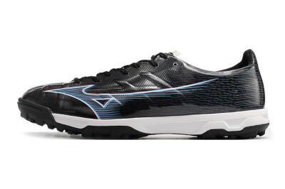 Men's Mizuno Morelia Alpha Japan TF Artificial Turf Low-Tops Football Shoes - Black/White/Blue