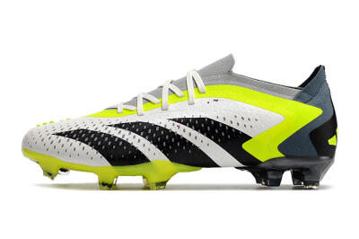 Men's Adidas Predator Accuracy.1 Low FG Firm Ground Low-Tops Football Boots - White/Black/Green