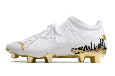 Men's Puma Future Z 1.1 FG Firm Ground Low-Tops Football Boots - White/Blakc/Gold