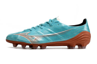Men's Mizuno Morelia Alpha FG Firm Ground Low-Tops Football Boots - Blue/Brown