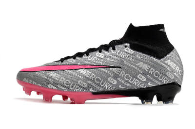 Men's Nike Air Zoom Mercurial Superfly 9 Elite FG Firm Ground High-Tops Football Boots - Silver/Pink/Black
