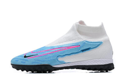 Men's Nike Phantom GX Elite DF Link TF Artificial Turf High-Tops Football Shoes - White/Blue/Pink
