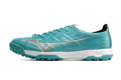 Men's Mizuno Alpha Made in Japan TF Artificial Turf Low-Tops Football Shoes - Blue/Silver/White