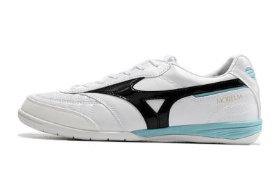 Men's Mizuno Morelia Sala Japn IC Indoor & Futsal Low-Tops Football Shoes - White/Black/Blue