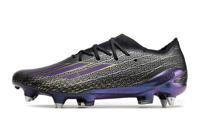Men's Adidas X Speedportal.1 FG Firm Ground Low-Tops Football Boots - Black/Sliver/Purple