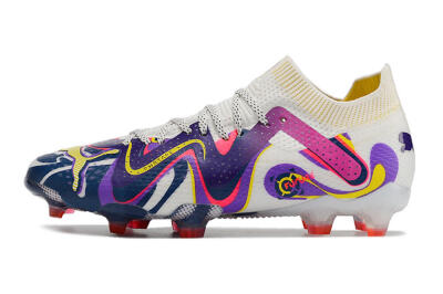 Men's Puma Future Ultimate FG Firm Ground Low-Tops Football Boots - White/Rainbow