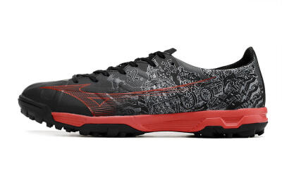 Men's Mizuno Alpha Made in Japan TF Artificial Turf Low-Tops Football Shoes - Gery/Black/Red