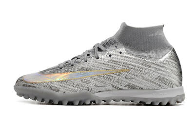 Unisex Nike Air Zoom Mercurial Superfly 9 Elite TF Artificial Turf High-Tops Football Shoes - Silver/Gold