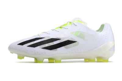 Unisex Adidas X Crazyfast.1 FG Firm Ground Low-Tops Football Boots - White/Black/Green