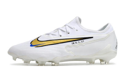Men's Nike React Phantom GX Academy FG Firm Ground Low-Tops Football Boots - White/Gold/Blue