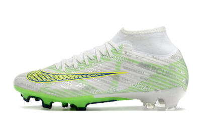 Men's Nike Air Zoom Mercurial Superfly 9 Academy FG Firm Ground High-Tops Football Boots - White/Green/Yellow