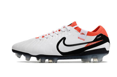 Men's Nike Tiempo Legend 10 Elite FG Firm Ground Low-Tops Football Boots - White/Black/Red