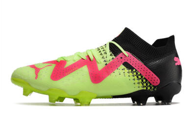 Men's Puma Ultra Ultimate FG Firm Ground Low-Tops Football Boots - Green/Pink/Black