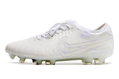Men's Nike Tiempo Legend 10 Elite FG Firm Ground Low-Tops Football Boots - White/Purple