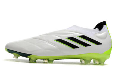 Men's Adidas Copa Pure+ FG Firm Ground Low-Tops Football Boots - White/Black/Green