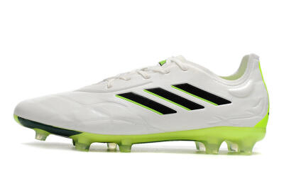 Men's Adidas Copa Pure.1 FG Firm Ground Low-Tops Football Boots - White/Black/Green