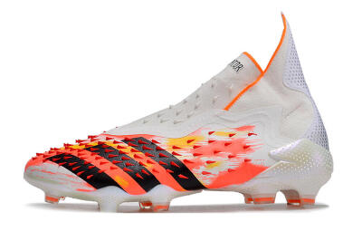 Men's Adidas Predator Freak+ FG Firm Ground High-Tops Football Boots - White/Black/Orange