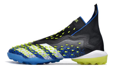 Men's Adidas Predator Freak+ TF Artificial Turf High-Tops Football Shoes - Black/Blue/Green