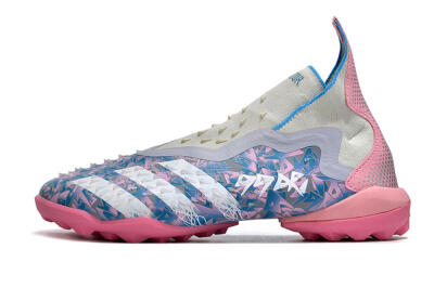 Men's Adidas Predator Freak+ TF Artificial Turf High-Tops Football Shoes - Purple/Pink/White