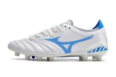 Men's Mizuno Morelia Neo 3 Pro FG Firm Ground Low-Tops Football Boots - White/Blue/White