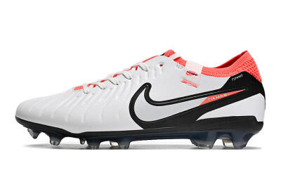 Unisex Nike Tiempo Legend 10 Elite FG Firm Ground Low-Tops Football Boots - White/Black/Red