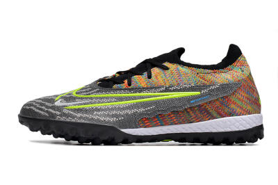 Unisex Nike Phantom GX Elite TF Artificial Turf Low-Tops Football Shoes - Grey/Green/Rainbow