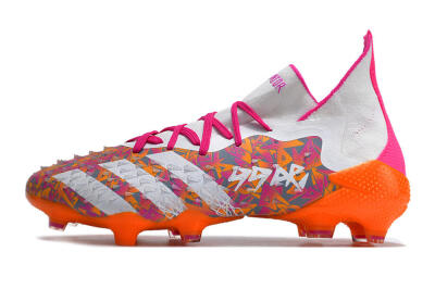 Men's Adidas Predator Freak.1 FG Firm Ground High-Tops Football Boots - White/Pink/Orange
