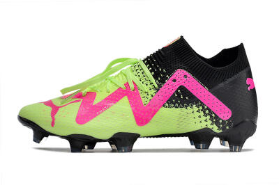 Men's Puma Future Ultimate FG Firm Ground Low-Tops Football Boots - Green/Pink/Black