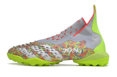Unisex Adidas Predator Freak+ TF Artificial Turf High-Tops Football Shoes - Grey/Red/Yellow