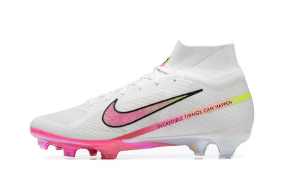 Unisex Nike Air Zoom Mercurial Superfly 9 Elite FG Firm Ground High-Tops Football Boots - White/Pink/Black/Yellow