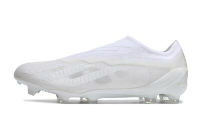 Men's Adidas X Crazyfast+ LL FG Firm Ground Low-Tops Football Boots - White/White/White