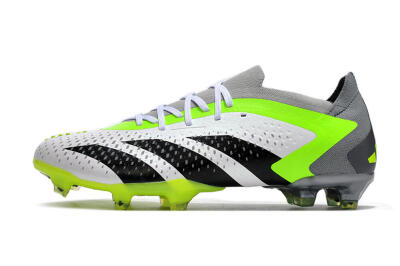 Men's Adidas Predator Accuracy.1 FG Firm Ground Low-Tops Football Boots - White/Black/Green/Grey