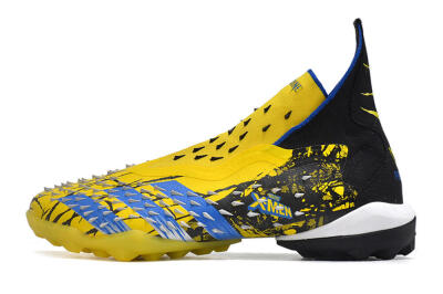 Unisex Adidas Predator Freak.1 TF Artificial Turf High-Tops Football Shoes - Yellow/Black/Blue