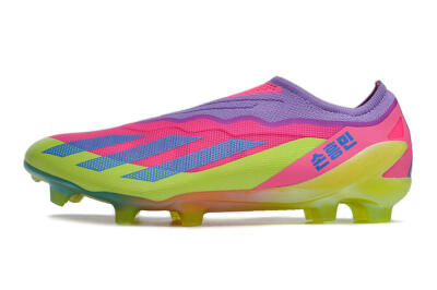 Men's Adidas X Crazyfast+ FG Firm Ground Low-Tops Football Boots - Purple/Pink/Green/Blue