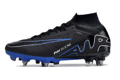 Men's Nike Air Zoom Mercurial Superfly 9 Elite SG Soft Ground High-Tops Football Boots - Black/Blue/White