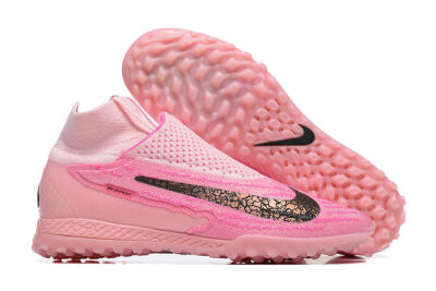 Men's Nike Phantom GX Elite DF TF Artificial Turf High-Tops Football Shoes - Pink/White