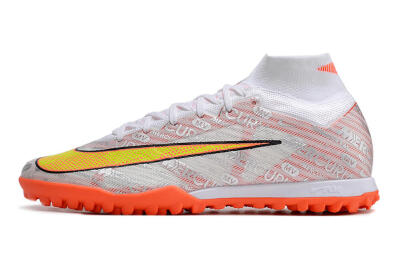 Unisex Nike Air Zoom Mercurial Superfly 9 Elite TF Artificial Turf High-Tops Football Shoes - Orange/White/Silver