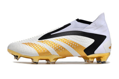 Men's Adidas Predator Accuracy+ FG Firm Ground High-Tops Football Boots - White/Gold/Black