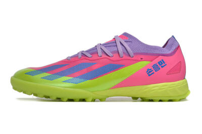 Men's Adidas X Crazyfast.1 TF Artificial Turf Low-Tops Football Boots - Pink/Purple/Blue/Green